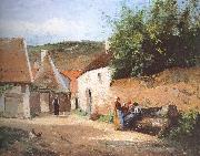 Camille Pissarro Chat village woman painting